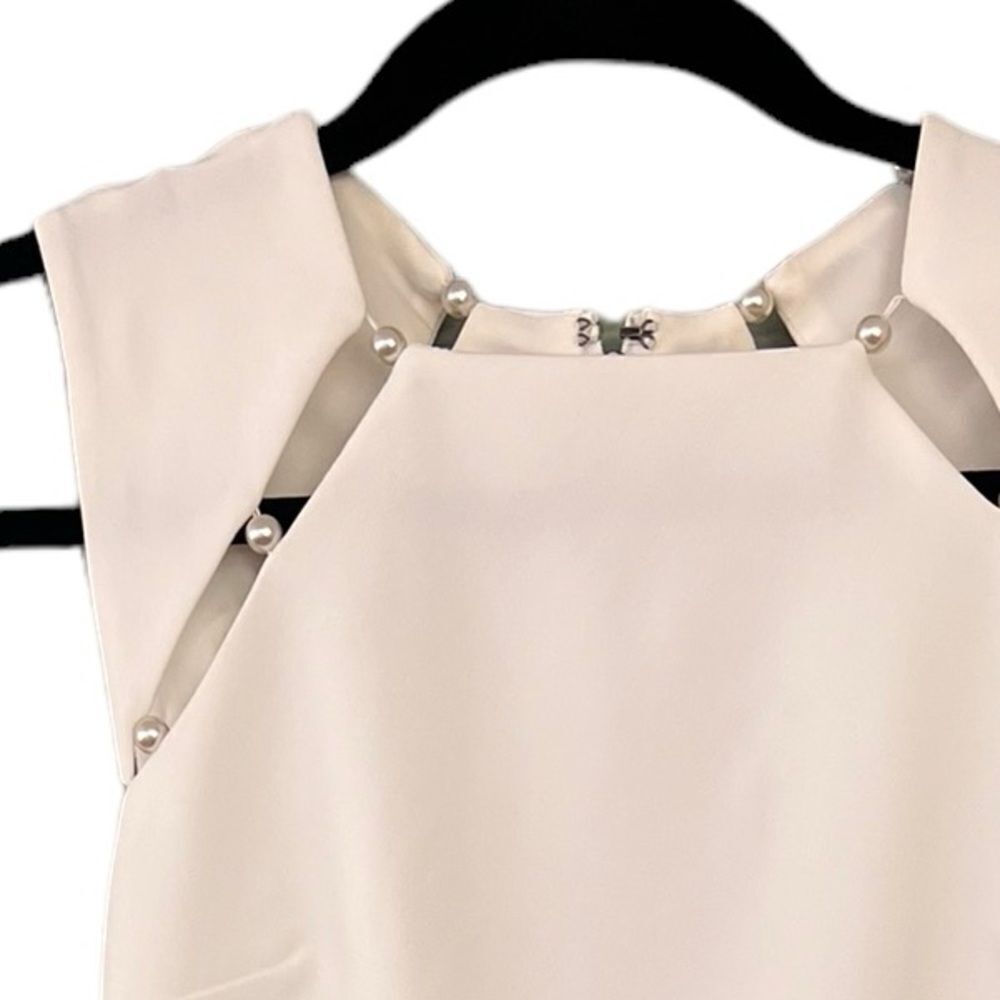 Alice + Olivia Ivory Sheath Dress with Silver Chain Trim - Picture 5 of 8